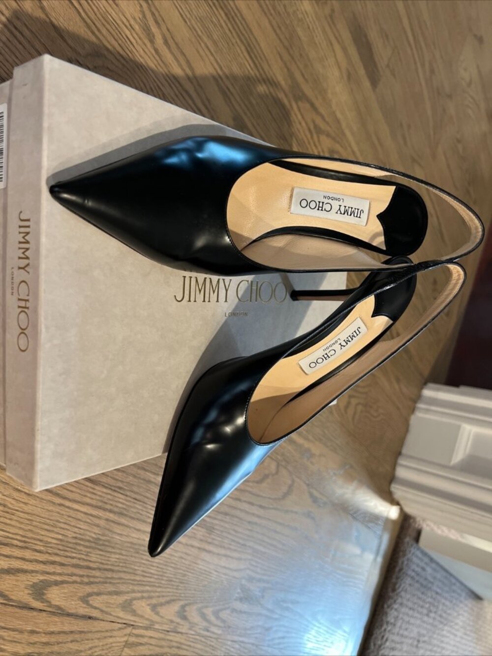 Jimmy Choo liquid Black Sling back Heels. Heel Height Approx 3inch - Picture 5 of 8